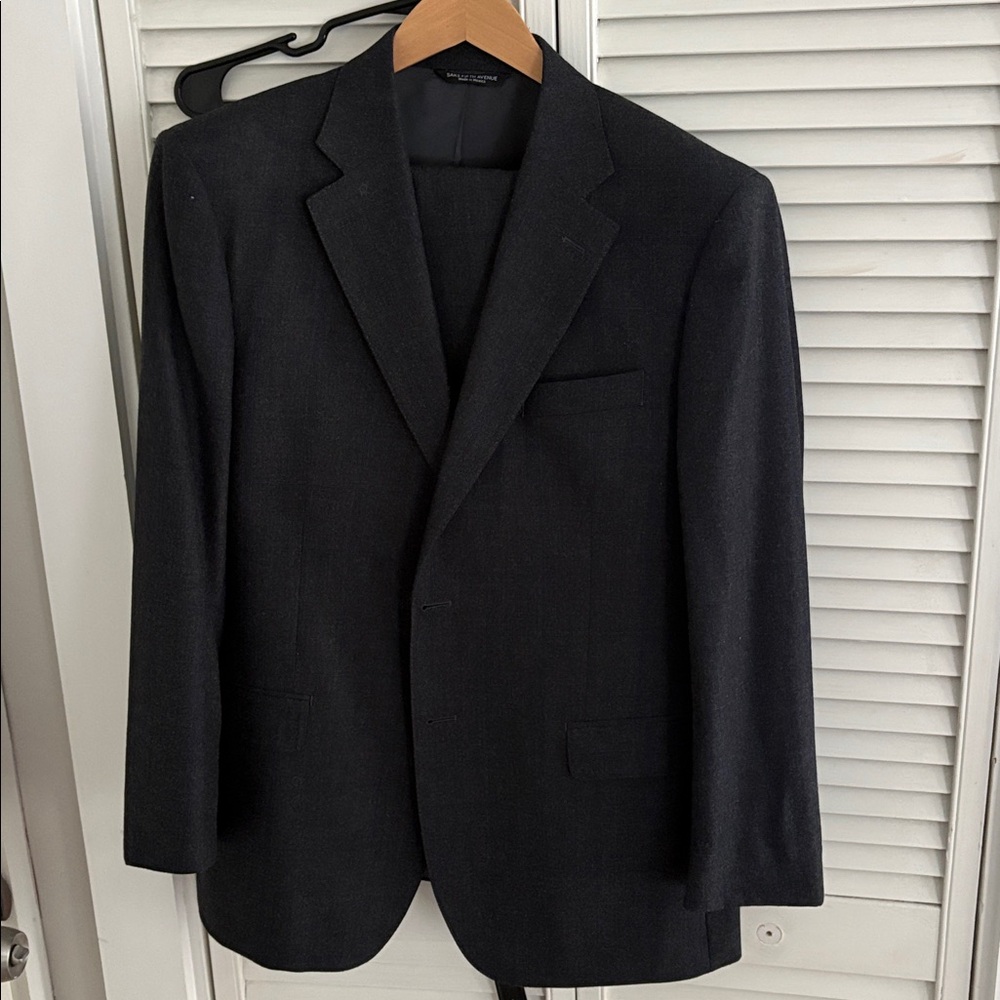Ermenegildo Zegna Dark Gray Blue Plaid Men's Suit with side adjuster pants